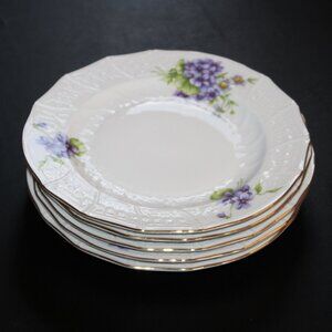 5 pc Rose Pirken Hammer 1803 Czech Republic Gold Rimmed 7.5" Dessert Plates